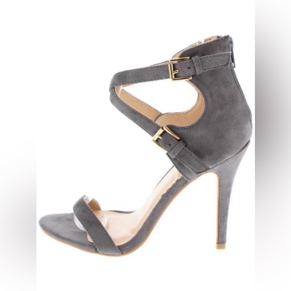 Medium Gray X-Cross Heels - Picture 1 of 3